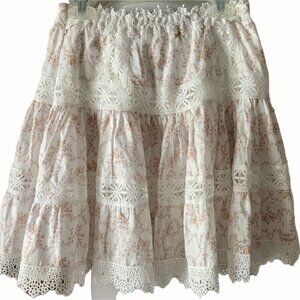 We’re all Pretty Girls floral angle lace trim lined elastic waist skirt NEW S